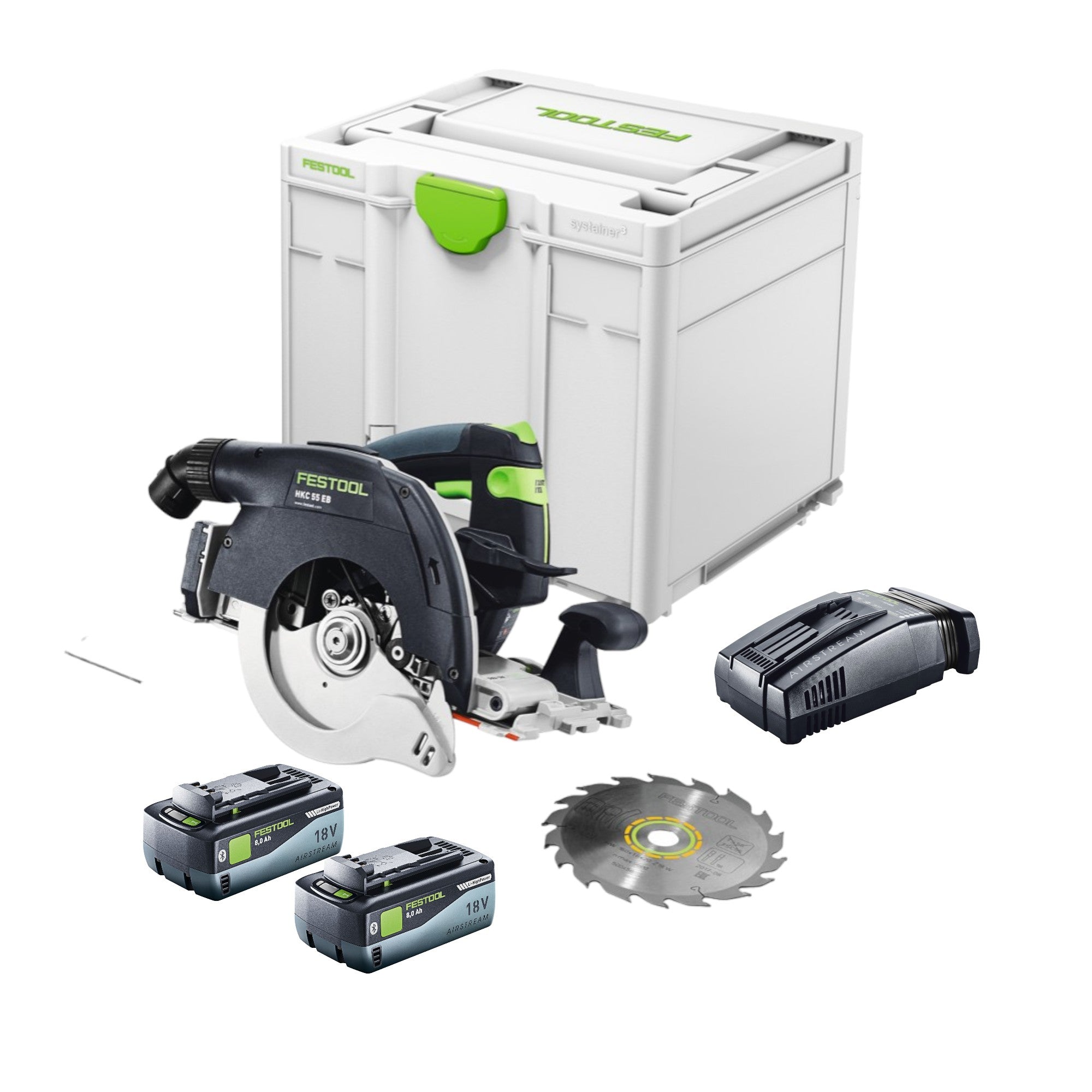 Festool HKC 55 EB Basic Akku Handkreissaege 18 V 160 mm Brushless 2x Akku 8 0 Ah Schnellladegeraet Systainer 0 - toolbrothers