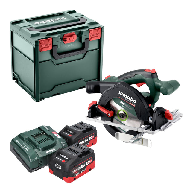 Sega circolare a batteria Metabo KS 18 LTX 57 BL 18 V 57 mm ( 611857810 ) + 2x batteria LiHD 8,0 Ah + caricatore + metabox