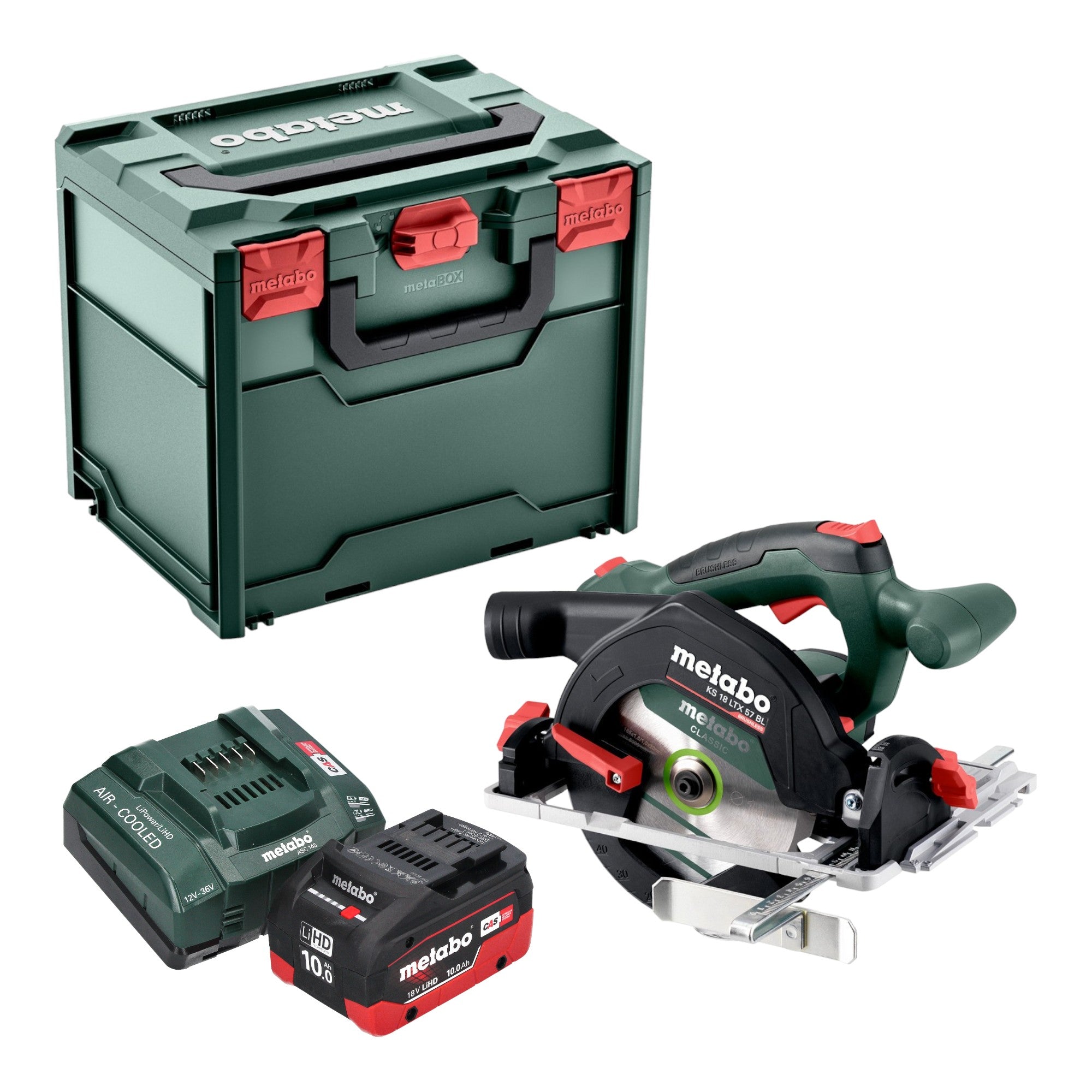 Metabo KS 18 LTX 57 BL Akku Handkreissaege 18 V 57 mm 1x LiHD Akku 10 0 Ah Ladegeraet Metabox 0 - toolbrothers