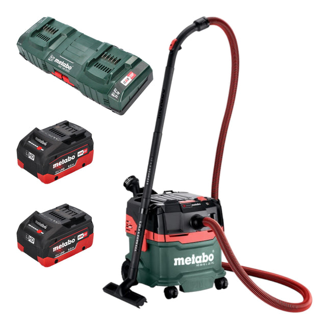 Metabo AS 36 18 L 20 PC aspirapolvere a secco/umido a batteria 36 V ( 2x 18 V ) 20 L + 2x batteria LiHD 8,0 Ah + doppio caricatore