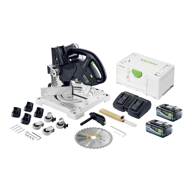 Festool SYMC 70 Basic SYMMETRIC akumulatorowa pilarka do formowania 36 V ( 2 x 18 V ) 216 mm + 2x akumulator 8,0 Ah + podwójna ładowarka + Systainer