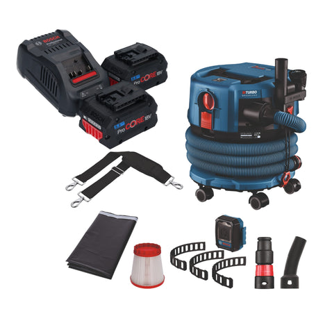 Bosch GAS 18V-12 MC Professional cordless hoover BITURBO Brushless + 2x ProCore battery 5.5 Ah + quick charger + accessories