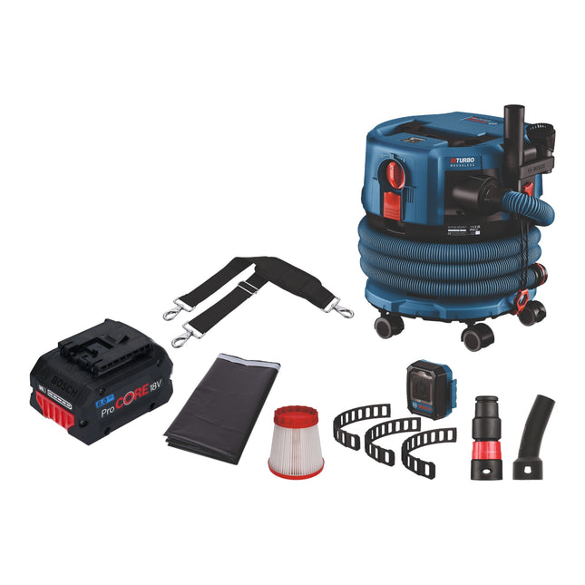 Bosch GAS 18V-12 MC Professional Aspirateur sans fil BITURBO Brushless + 1x batterie ProCore 8,0 Ah + accessoires - sans chargeur