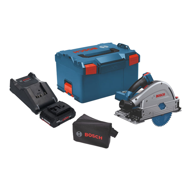 Bosch GKT 18V-52 GC Sierra de inmersión profesional sin cable 18 V 140 mm BITURBO Brushless + 1x batería ProCore 4,0 Ah + cargador + módulo de conexión + L-Boxx