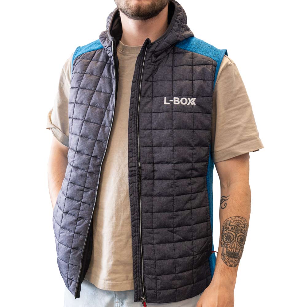 L Boxx Herren Hybrid Strickfleece Gilet Weste royal melange anthracite melange Groesse M 4 - toolbrothers