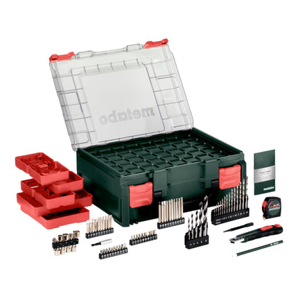 Metabo BS 18 Set trapano avvitatore a batteria 18 V 48 Nm ( 602207710 ) + 2x batteria 2,0 Ah + caricatore + 74 pezzi officina mobile + valigetta