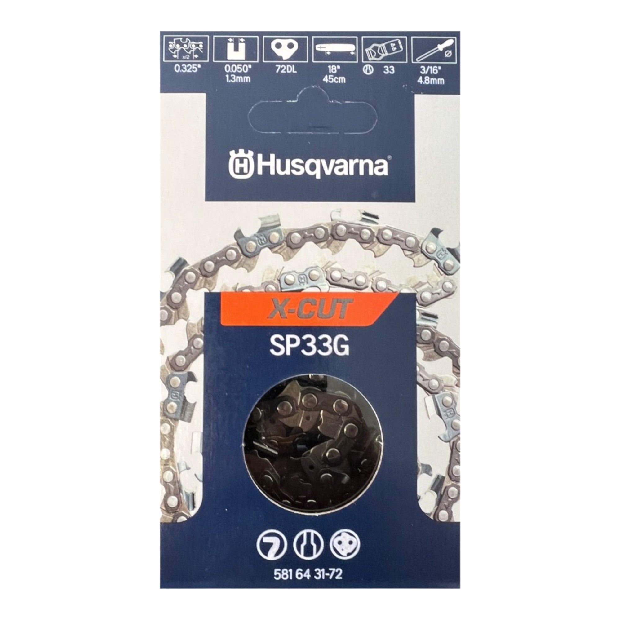 Husqvarna X CUT SP33G 4x Saegekette Ersatzkette Halb Meissel 1 3 mm 33 cm 0 - toolbrothers