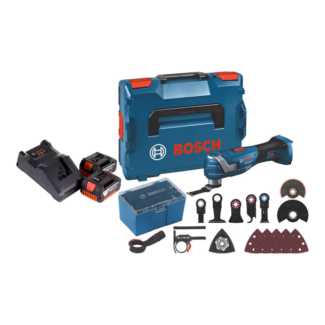 Bosch GOP 18V-34 Professional Cordless Multi Cutter 18 V Starlock Plus + 2x battery 3.0 Ah + charger + 17 pcs. accessories + L-Boxx