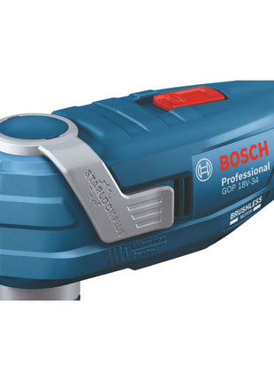 Bosch GOP 18V-34 Multi Cutter professionale a batteria 18 V Starlock Plus + 2x batteria ricaricabile 4,0 Ah + caricatore + 17 accessori + L-Boxx