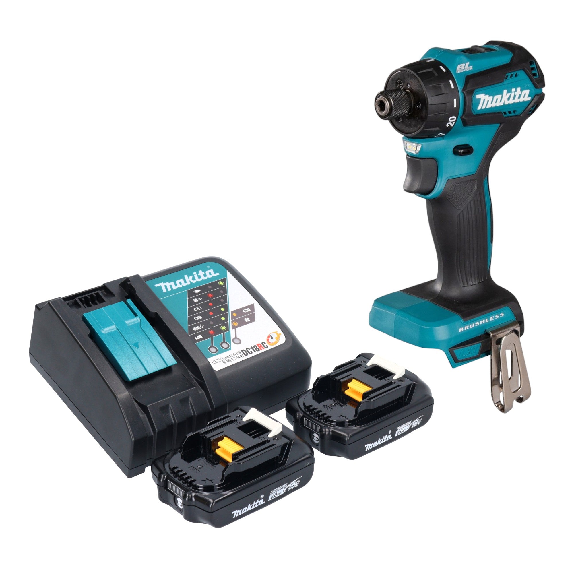 Makita DDF 083 RA Akku Bohrschrauber 18 V 40 Nm 1 4 Brushless 2x Akku 2 0 Ah Ladegeraet 0 - toolbrothers