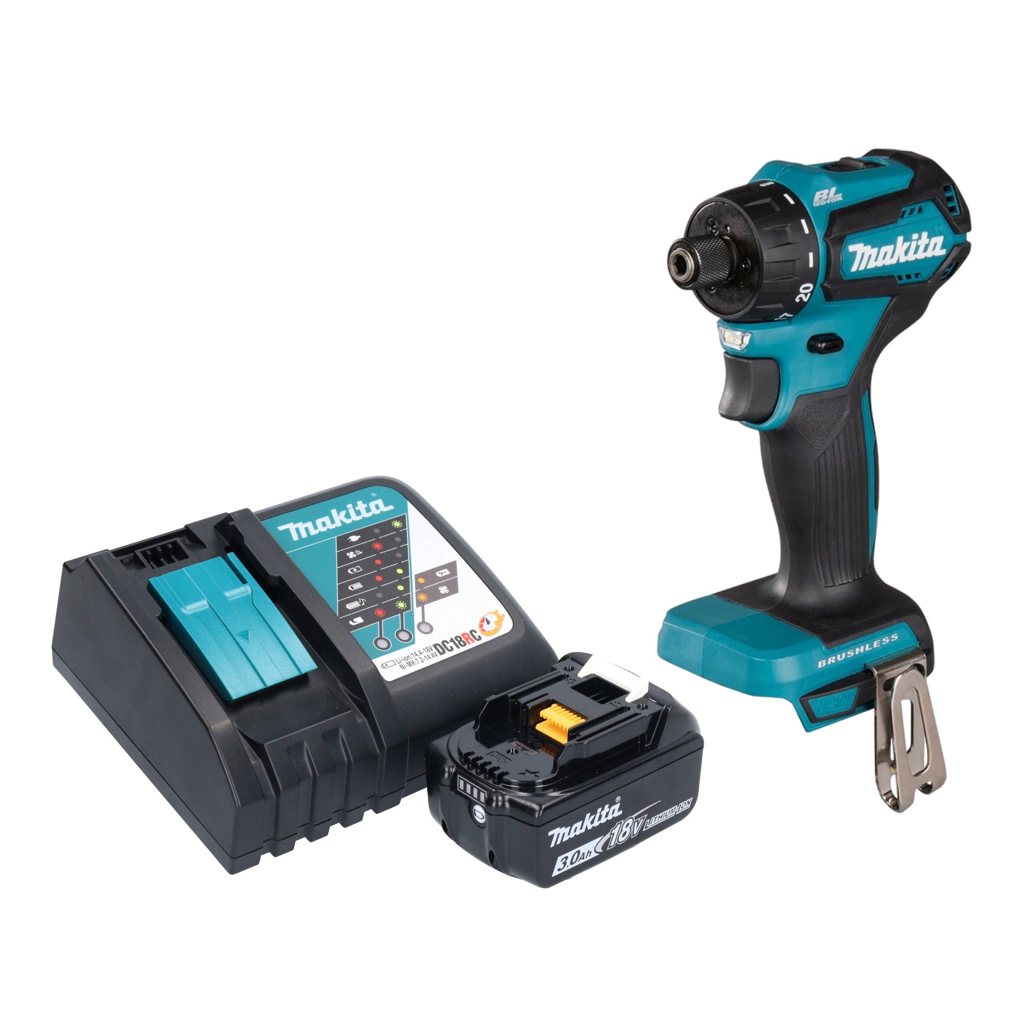 Makita DDF 083 RF1 Akku Bohrschrauber 18 V 40 Nm 1 4 Brushless 1x Akku 3 0 Ah Ladegeraet 0 - toolbrothers