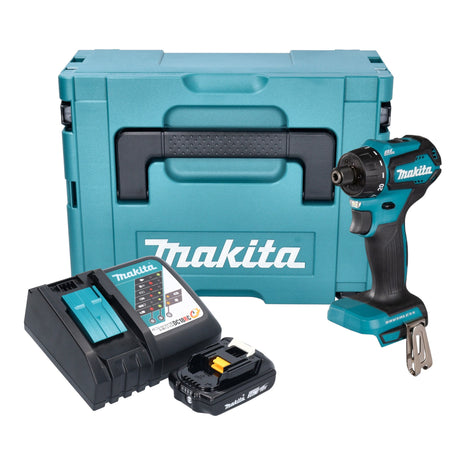 Makita DDF 083 RA1J taladro atornillador inalámbrico 18 V 40 Nm 1/4'' sin escobillas + 1x batería 2,0 Ah + cargador + Makpac