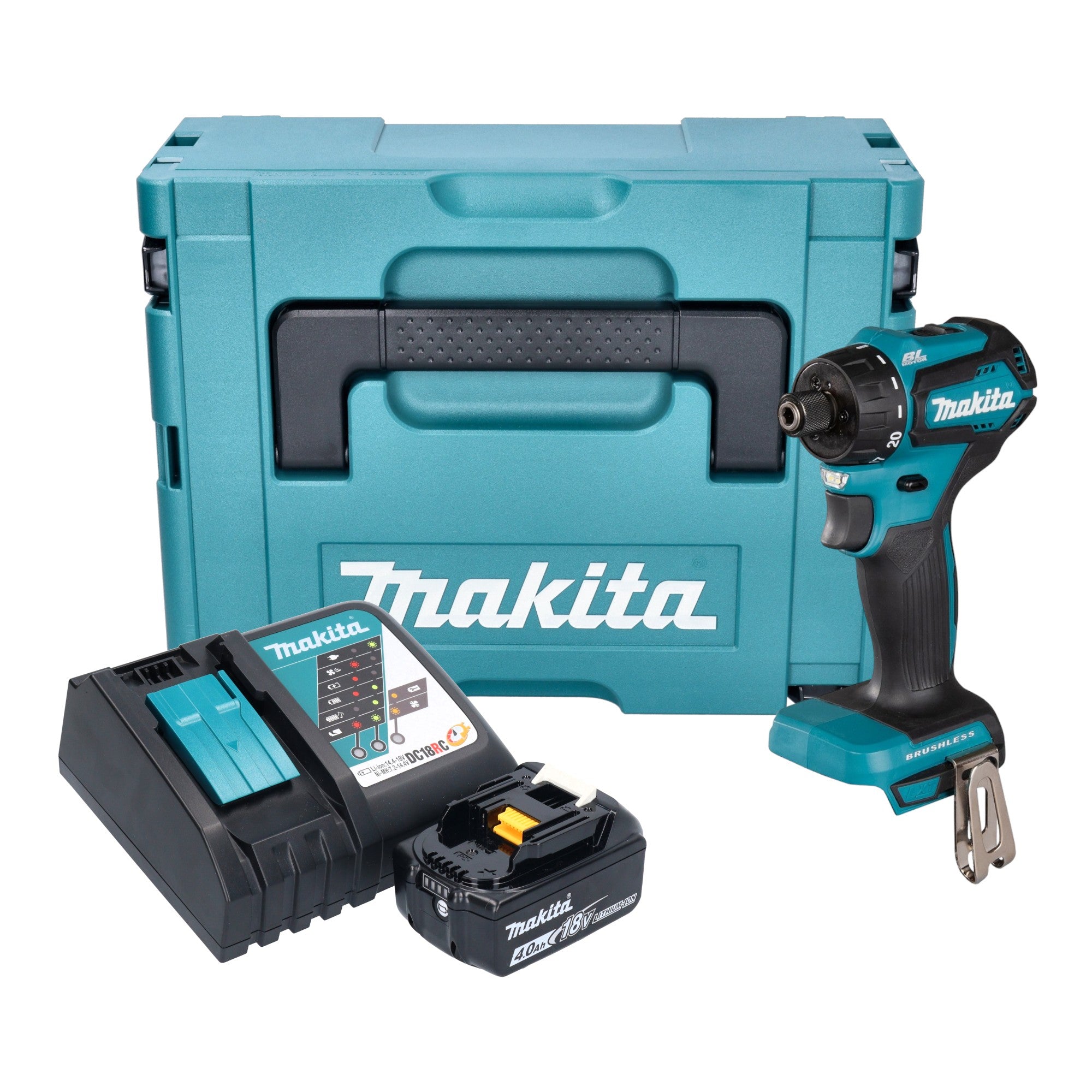 Makita DDF 083 RM1J Akku Bohrschrauber 18 V 40 Nm 1 4 Brushless 1x Akku 4 0 Ah Ladegeraet Makpac 0 - toolbrothers