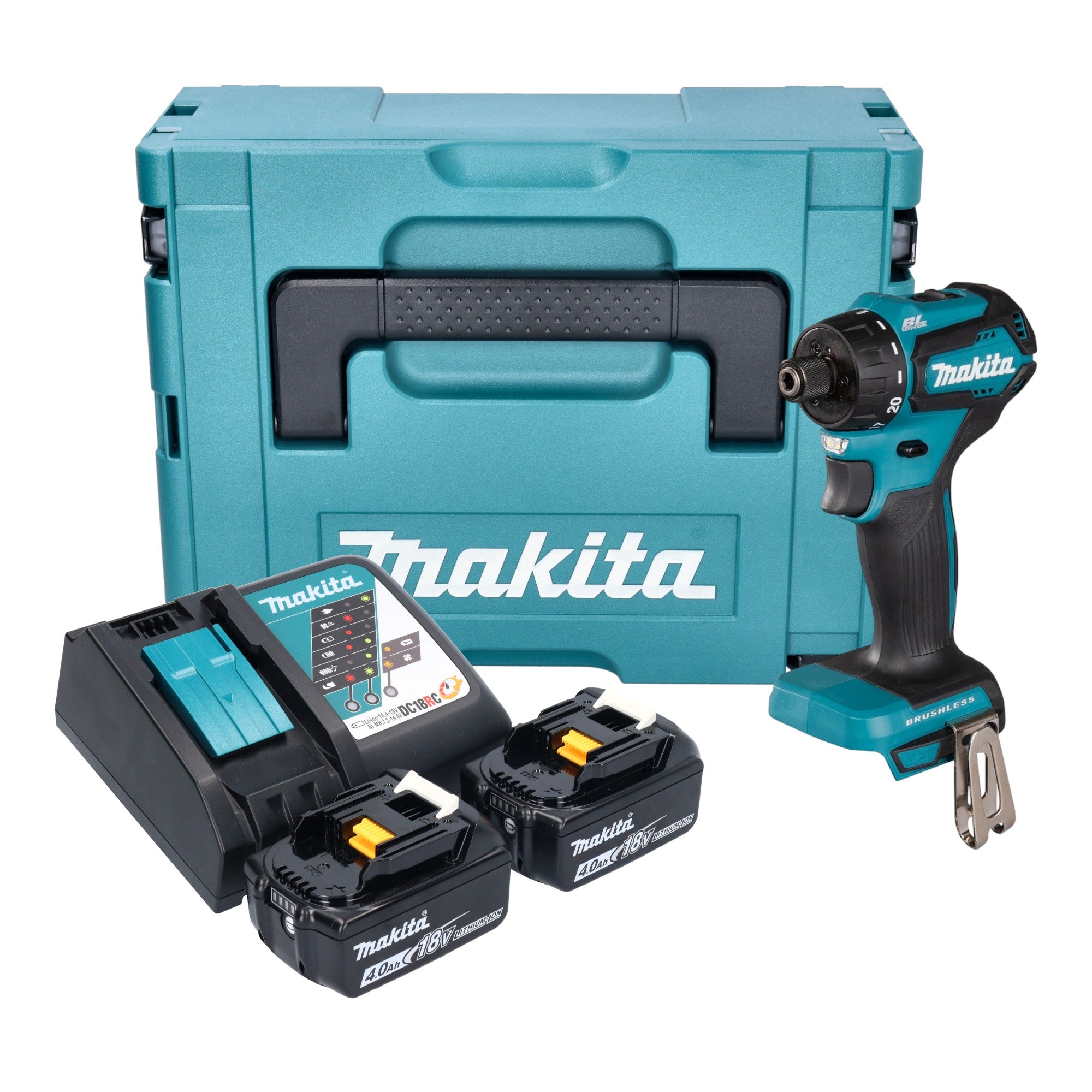 Makita DDF 083 RMJ Akku Bohrschrauber 18 V 40 Nm 1 4 Brushless 2x Akku 4 0 Ah Ladegeraet Makpac 0 - toolbrothers