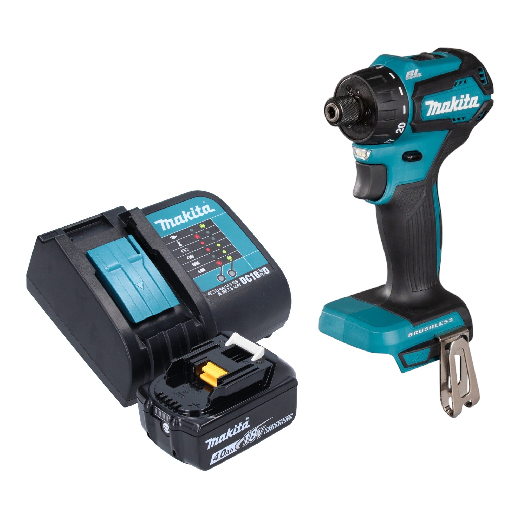 Makita DDF 083 SM1 Akku Bohrschrauber 18 V 40 Nm 1 4 Brushless 1x Akku 4 0 Ah Ladegeraet 0 - toolbrothers