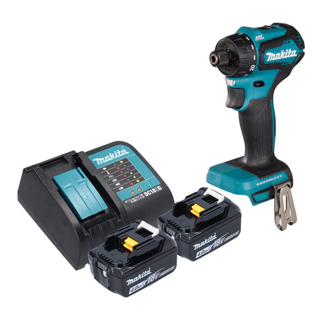 Makita DDF 083 SM Akku Bohrschrauber 18 V 40 Nm 1/4'' Brushless + 2x Akku 4,0 Ah + Ladegerät