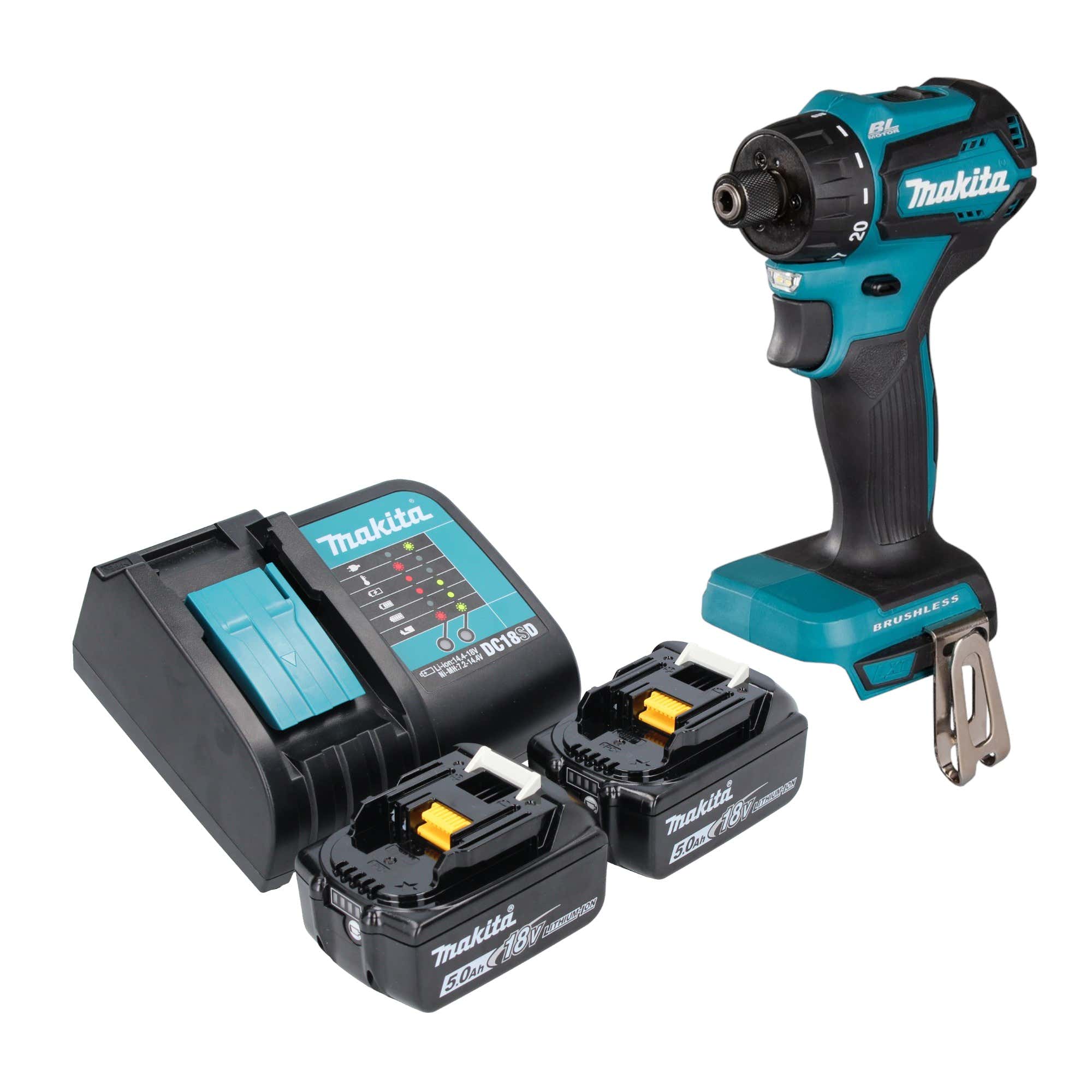Makita DDF 083 ST Akku Bohrschrauber 18 V 40 Nm 1 4 Brushless 2x Akku 5 0 Ah Ladegeraet 0 - toolbrothers