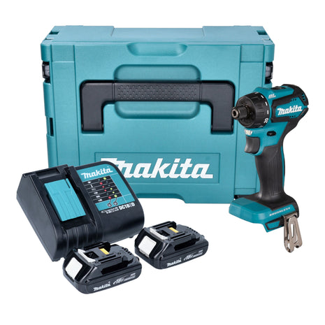 Makita DDF 083 SYJ cordless drill driver 18 V 40 Nm 1/4'' brushless + 2x battery 1.5 Ah + charger + Makpac