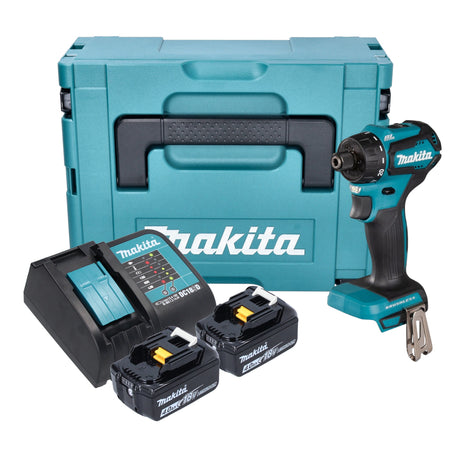 Makita DDF 083 SMJ cordless drill driver 18 V 40 Nm 1/4'' brushless + 2x rechargeable battery 4.0 Ah + charger + Makpac