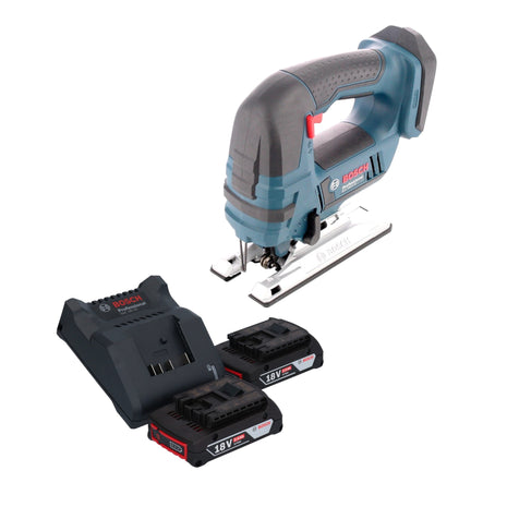 Bosch GST 18V-Li B Sierra de calar profesional a batería 18 V + 2x baterías 2,0 Ah + cargador