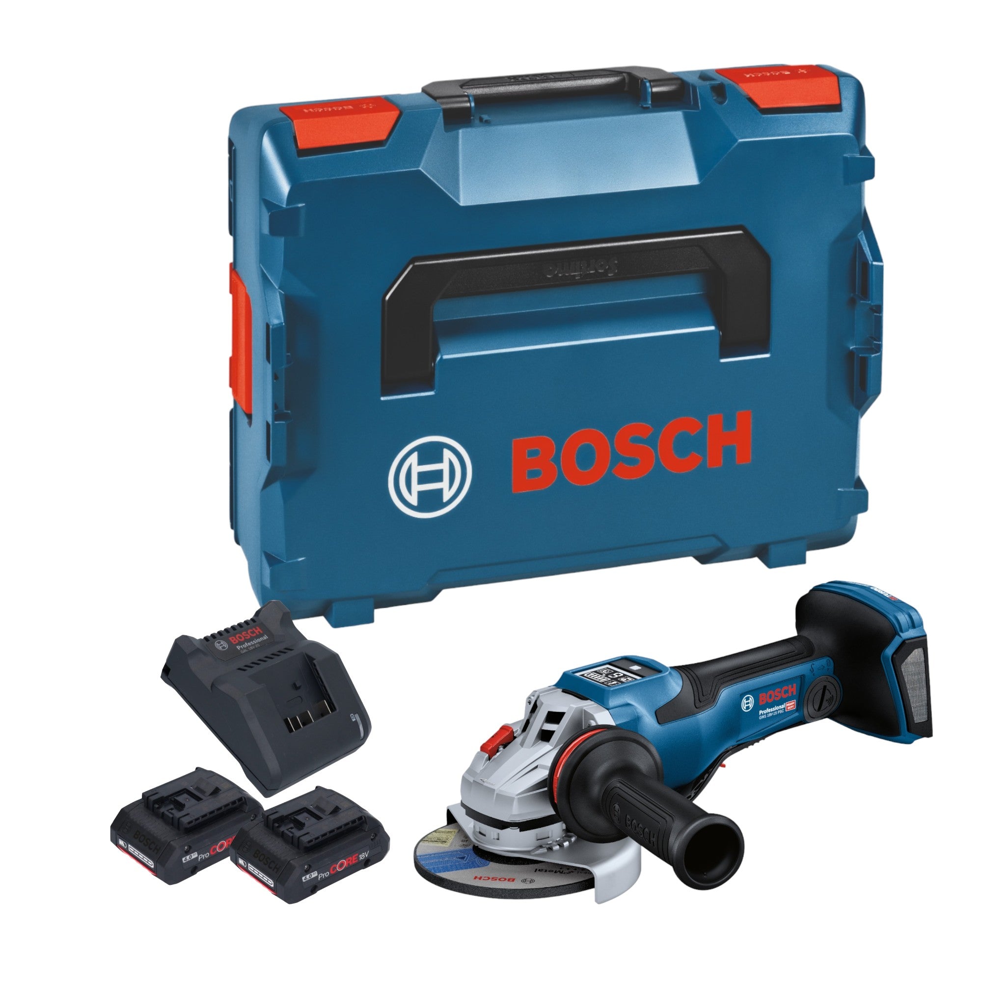 Bosch GWS 18V 15 PSC Professional Akku Winkelschleifer 18 V 125 mm BITURBO Brushless 2x ProCORE Akku 4 0 Ah Ladegeraet L Boxx  0 - toolbrothers