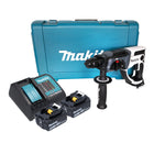 Makita DHR 202 SMW Cordless hammer drill 18 V 20 mm 2.0 J white + 2x battery 4.0 Ah + charger + case