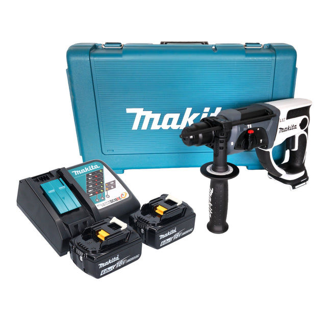 Makita DHR 202 RGW akumulatorowa wiertarko-wkrętarka 18 V 20 mm 2,0 J biała + 2x akumulator 6,0 Ah + ładowarka + walizka