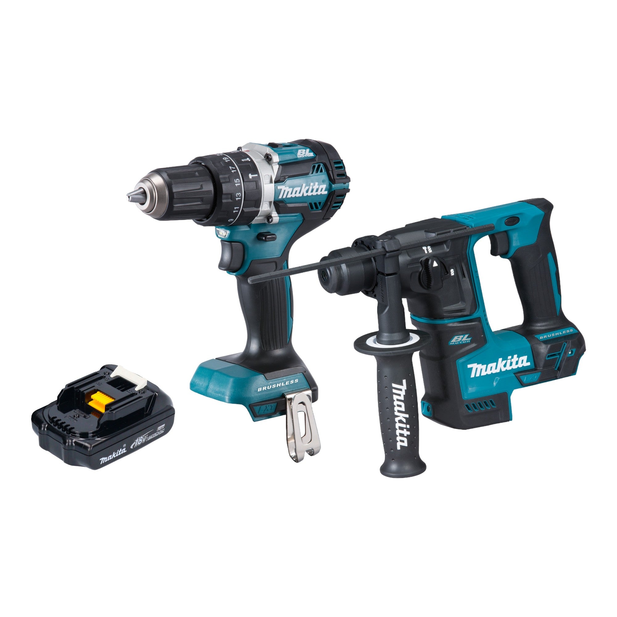 Makita DLX 2278 Y1 Akku Kombo Kit DHP 484 Schlagbohrschrauber 54 Nm DHR 171 Bohrhammer 1 2 J 1x Akku 1 5 Ah ohne Ladegeraet 0 - toolbrothers