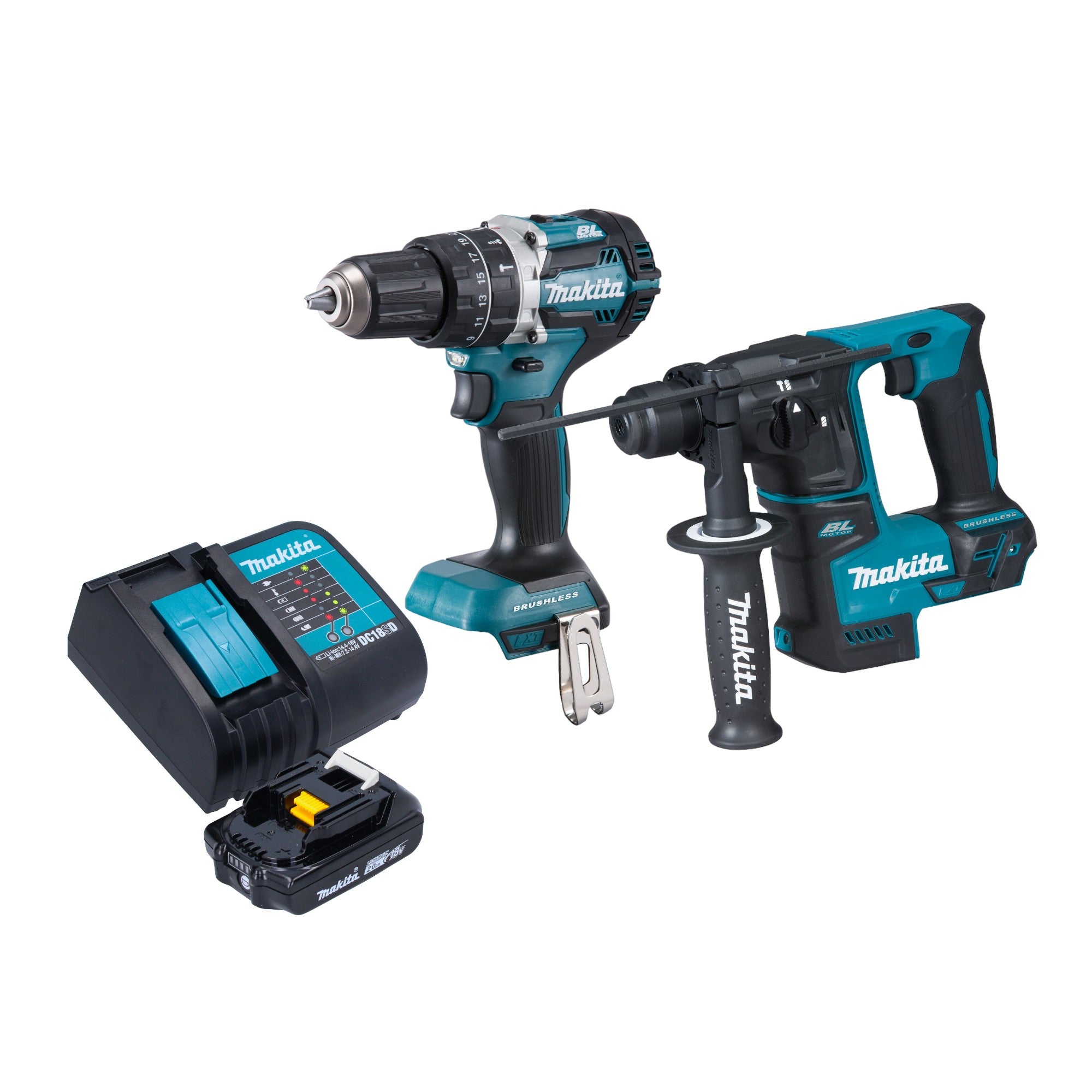 Makita DLX 2278 SA1 Akku Kombo Kit DHP 484 Schlagbohrschrauber 54 Nm DHR 171 Bohrhammer 1 2 J 1x Akku 2 0 Ah Ladegeraet 0 - toolbrothers