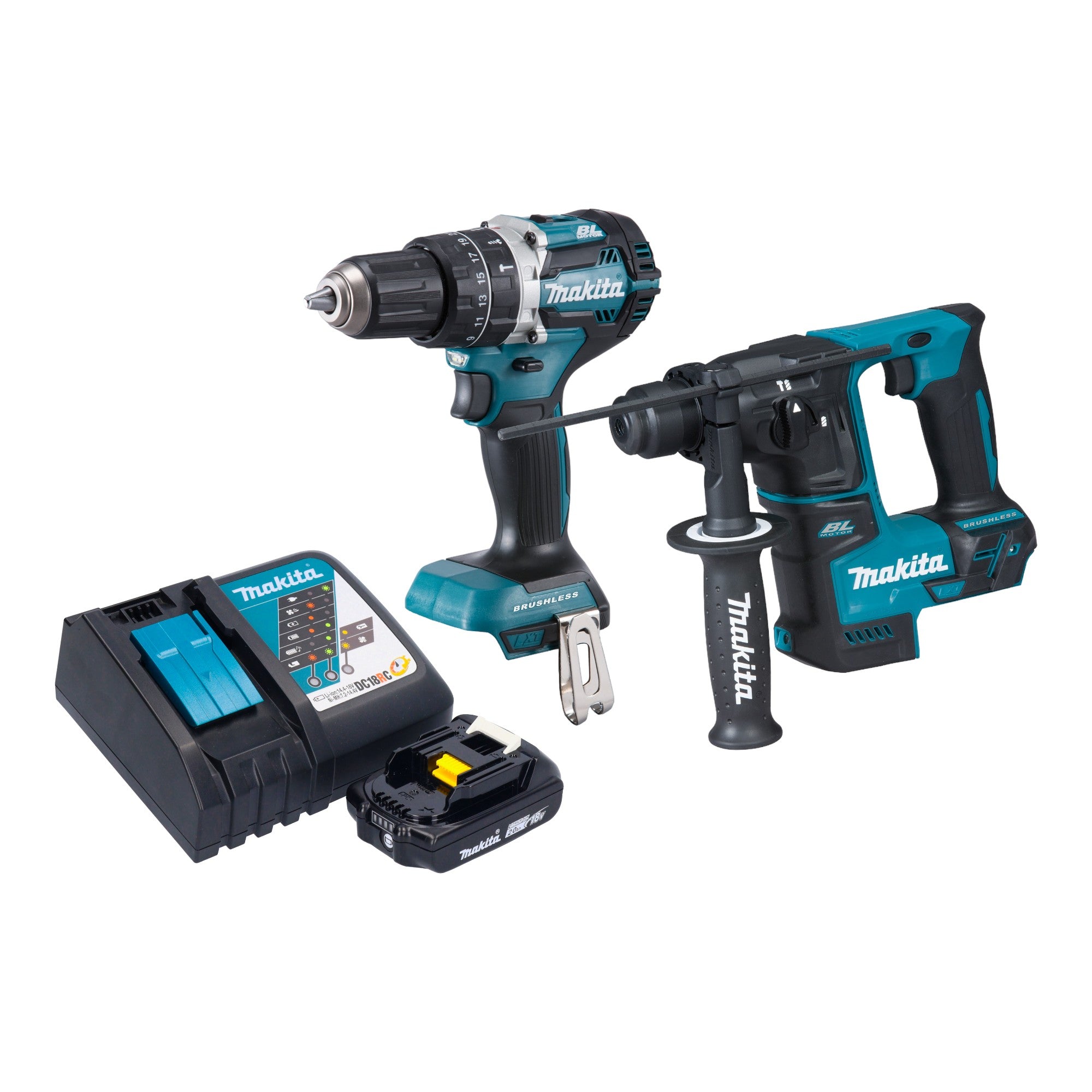 Makita DLX 2278 RA1 Akku Kombo Kit DHP 484 Schlagbohrschrauber 54 Nm DHR 171 Bohrhammer 1 2 J 1x Akku 2 0 Ah Ladegeraet 0 - toolbrothers