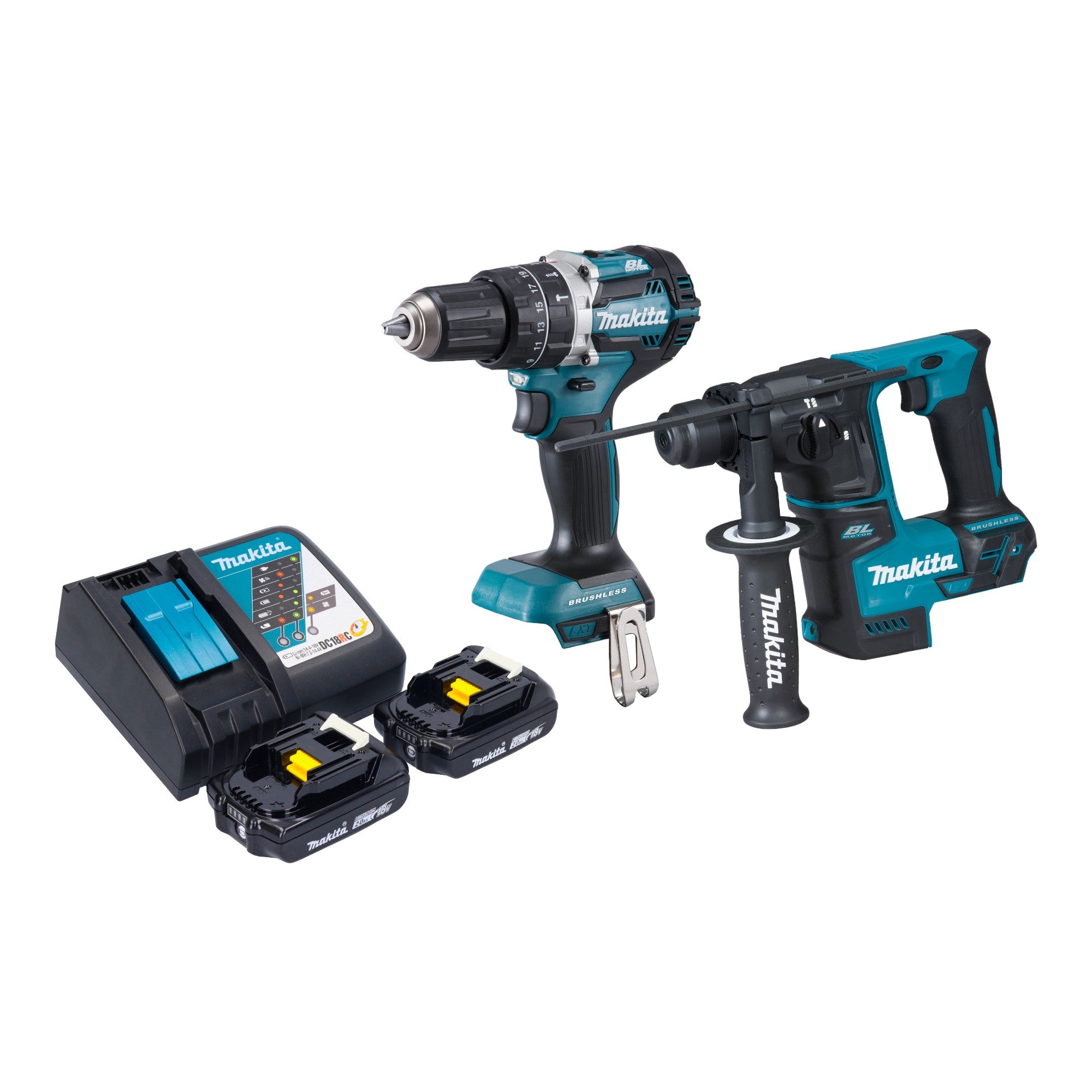 Makita DLX 2278 RA Akku Kombo Kit DHP 484 Schlagbohrschrauber 54 Nm DHR 171 Bohrhammer 1 2 J 2x Akku 2 0 Ah Ladegeraet 0 - toolbrothers