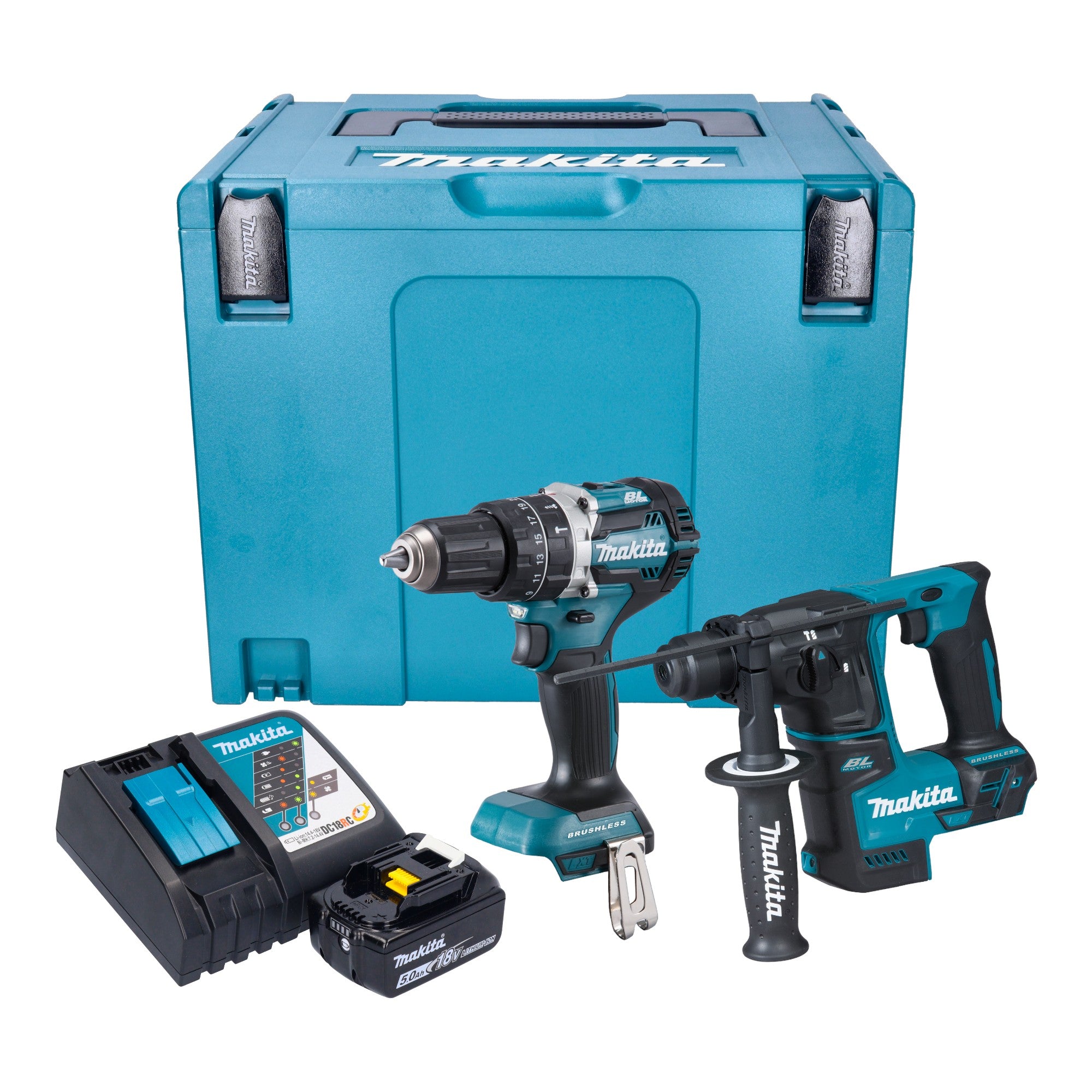 Makita DLX 2278 RT1J Akku Kombo Kit DHP 484 Schlagbohrschrauber 54 Nm DHR 171 Bohrhammer 1 2 J 1x Akku 5 0 Ah Ladegeraet Makpac 0 - toolbrothers