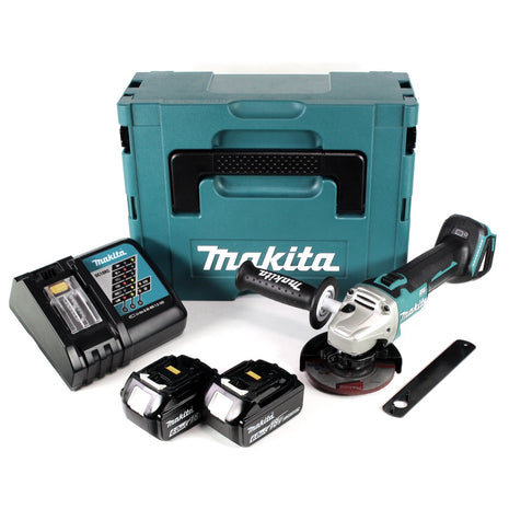 Makita DGA 454 RGJ Akku Winkelschleifer 18 V 115mm + 2x Akku 6,0Ah + Ladegerät + Makpac - Toolbrothers