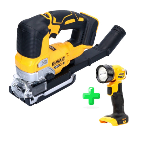 DeWalt DCS 334 N Scie sauteuse oscillante sans fil 18 V Brushless Solo + DeWalt DCL 040 18V XR Li-Ion Lampe sans fil