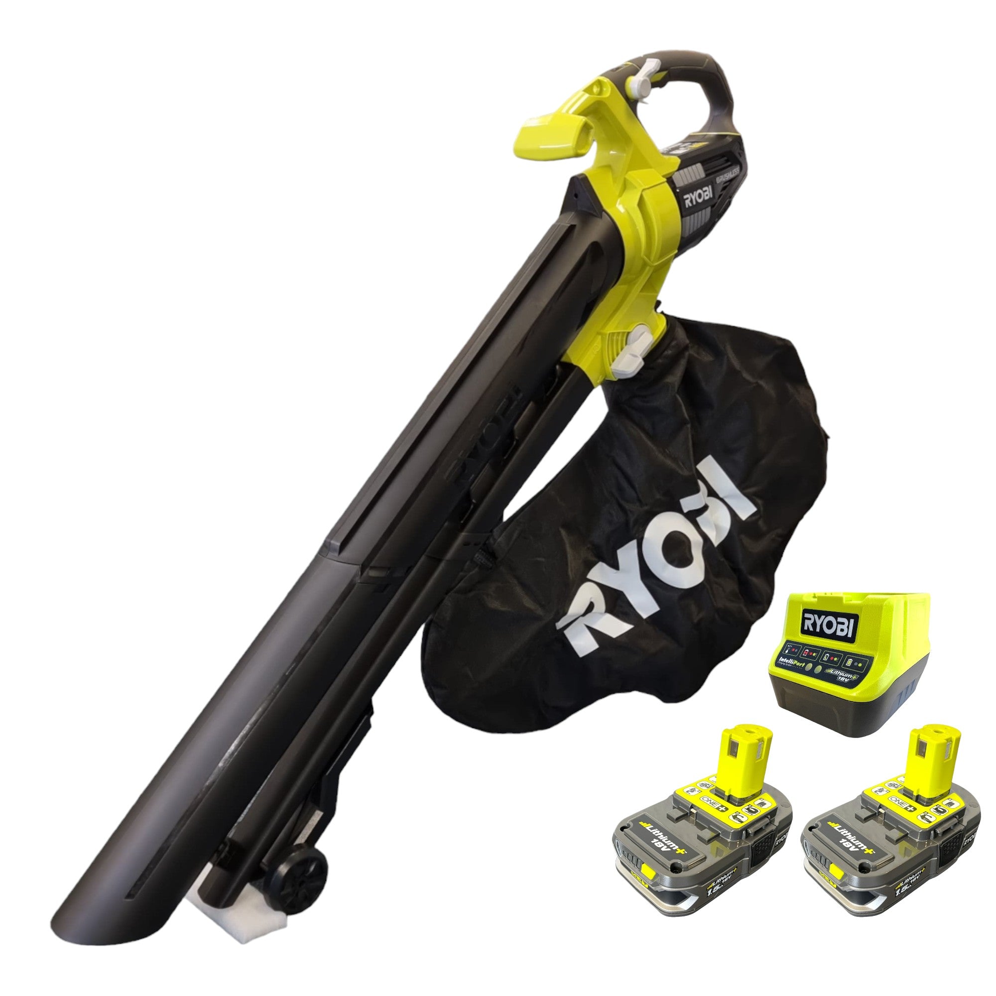 RYOBI OBV18 215 Akku Laubsauger 18 V ONE Brushless 7 56 m min 2x Akku 1 5 Ah Ladegeraet 0 - toolbrothers