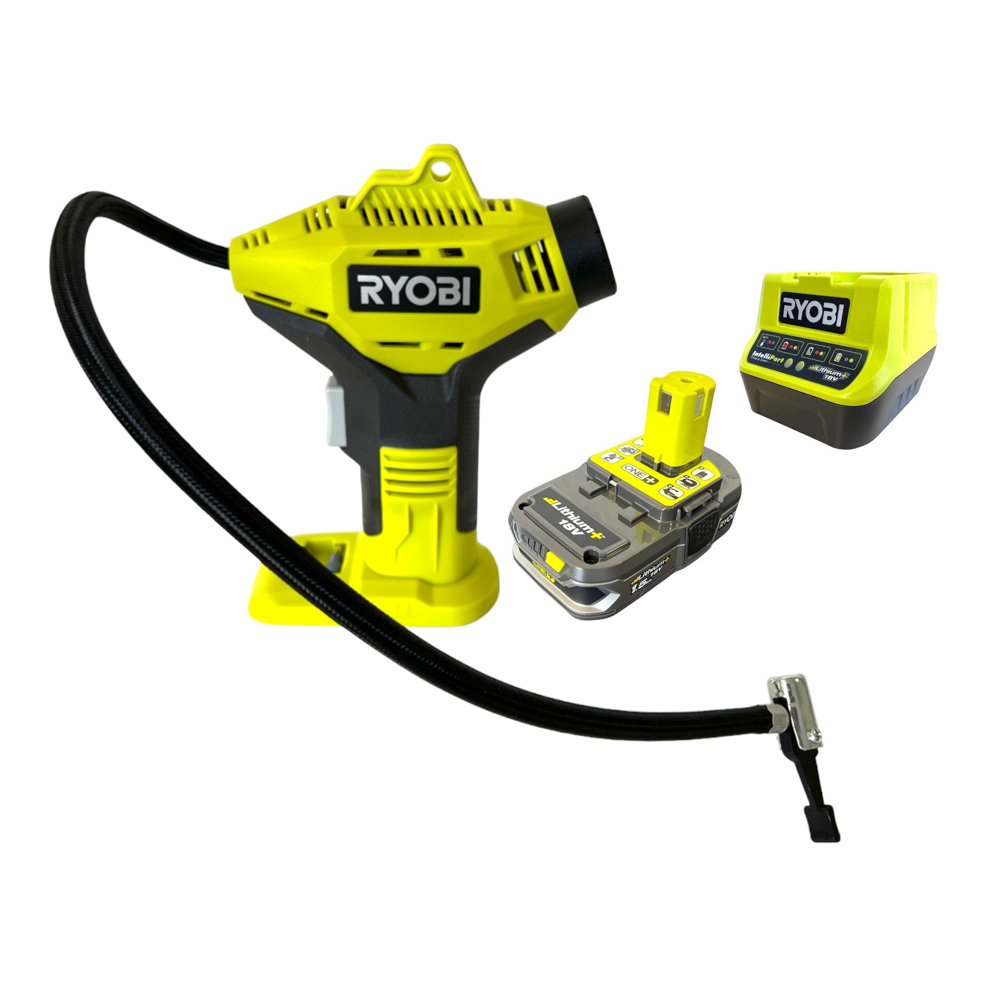 RYOBI R18PI 115 Akku Handkompressor 18 V 10 3 bar 1x Akku 1 5 Ah Ladegeraet 0 - toolbrothers