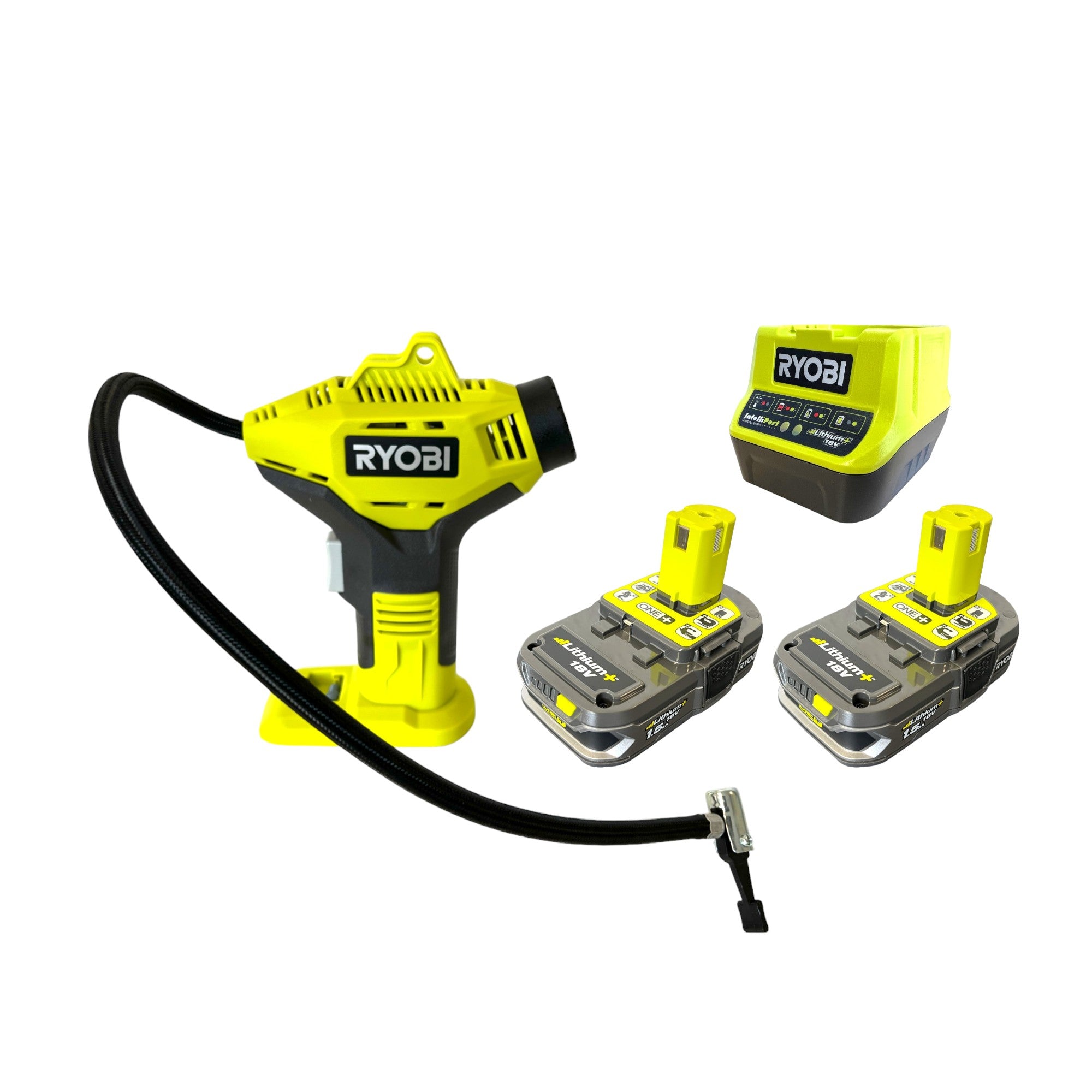 RYOBI R18PI 215 Akku Handkompressor 18 V 10 3 bar 2x Akku 1 5 Ah Ladegeraet 0 - toolbrothers