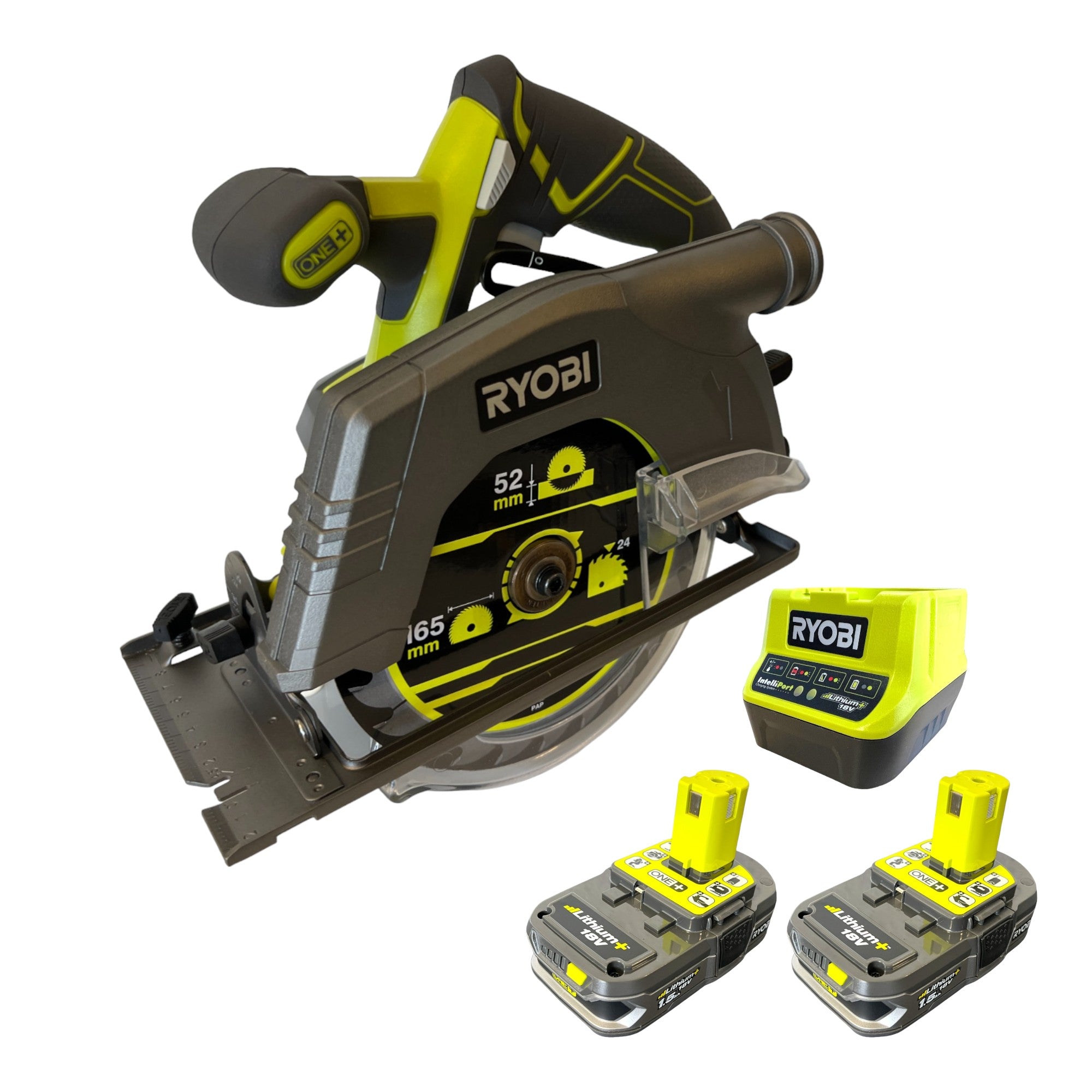 RYOBI R18CS 215 Akku Handkreissaege 18 V 165 mm 2x Akku 1 5 Ah Ladegeraet 0 - toolbrothers