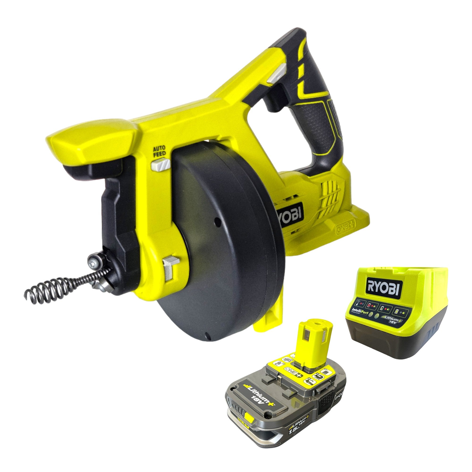 RYOBI R18DA 115 Akku Rohrreinigungsgeraet 18 V ONE 7 6 m x 16 mm 1x Akku 1 5 Ah Ladegeraet 0 - toolbrothers