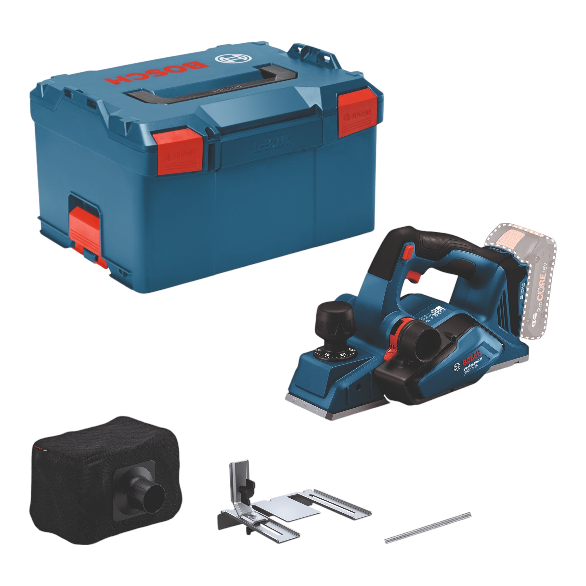 Bosch GHO 18V 26 Professional Akku Hobel 18 V 2 6 mm Brushless 06015B5000 L Boxx ohne Akku ohne Ladegeraet 0 - toolbrothers
