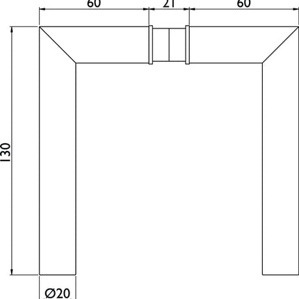 Pair of glass door handles 1802 BASIC 02 ( 3000253952 ) Stainless steel square spindle 8 mm