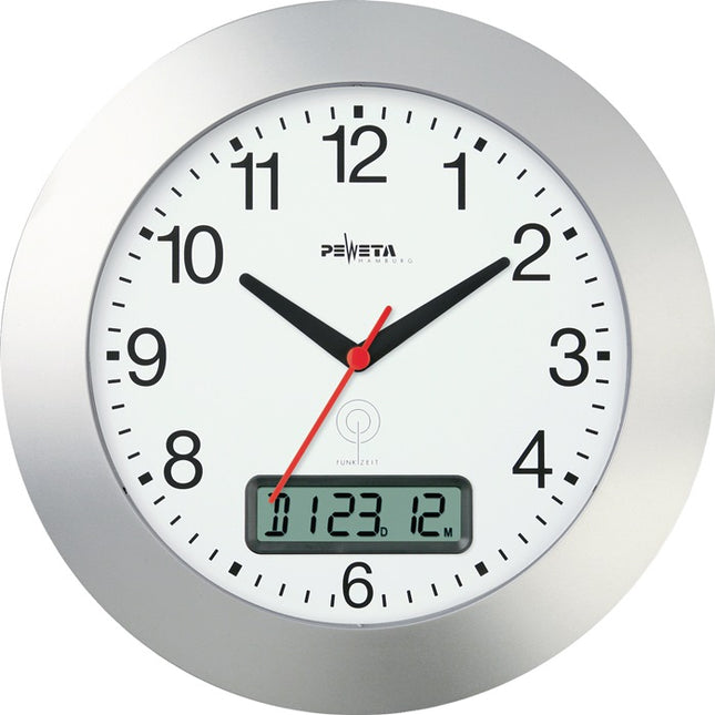 Wall clock ( 9106486630 ) Radio-controlled clock plastic matt silver numbers