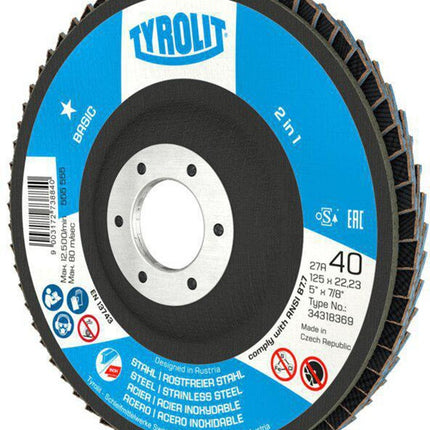 Disco lamellare Tyrolit BASIC ( 8000757507 ) Ø 125 mm granulometria 40 a gomito