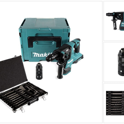Makita DHR 281 ZJ Akku Bohrhammer 2x18V 2,8J brushless SDS plus + Makpac + 17-tlg. Bohrer und Meißel Set + Koffer - ohne Akku und Ladegerät - Toolbrothers