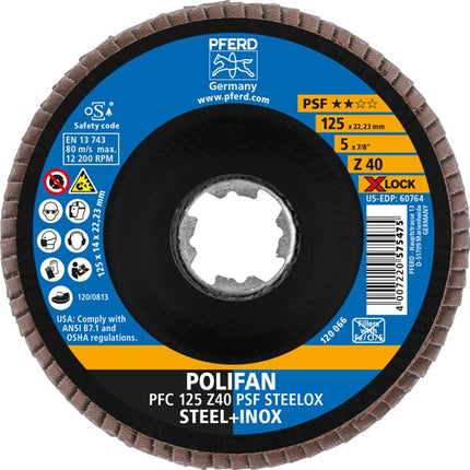 PFERD Fächerscheibe X-LOCK PSF Z STEELOX ( 4000840252 ) Ø 125 mm Körnung 40 konisch