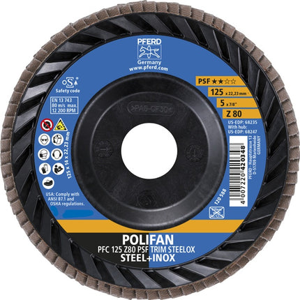 PFERD flap disc TRIM STEELOX ( 8001720484 ) Ø 125 mm grain size 80 conical