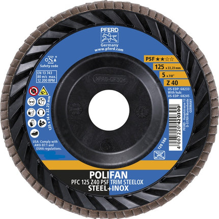 Disco de láminas PFERD TRIM STEELOX ( 8001720482 ) Ø 125 mm granulometría 40 cónica