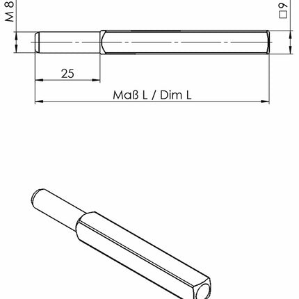Pasador intercambiable Ogro FS Pasador macizo cuadrado 9 x 90 mm OGRO 115 FS ( 3000267165 )