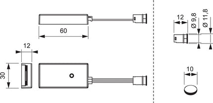 L & S Mini interrupteur à capteur IR switch ( 3000550114 ) 24 V 24 V Longueur 60 mm
