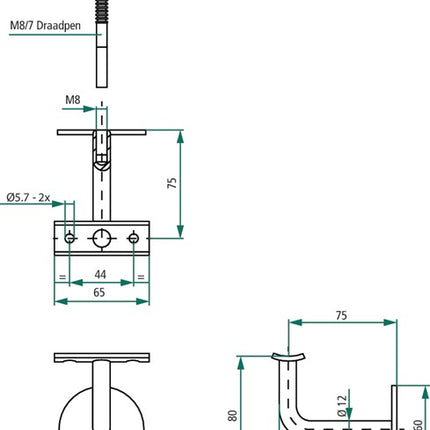Intersteel Handlaufträger ( 3000210972 ) Edelstahl matt gewölbte Auflage